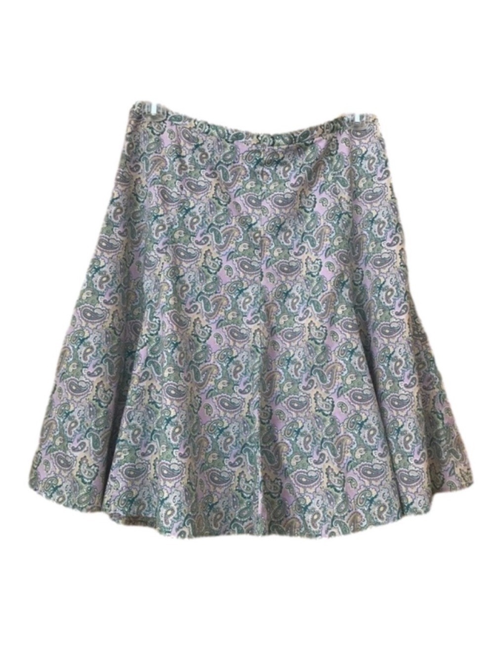 𝅺Villager Liz Claiborne pastel Paisley Print A-line Skirt Size 12